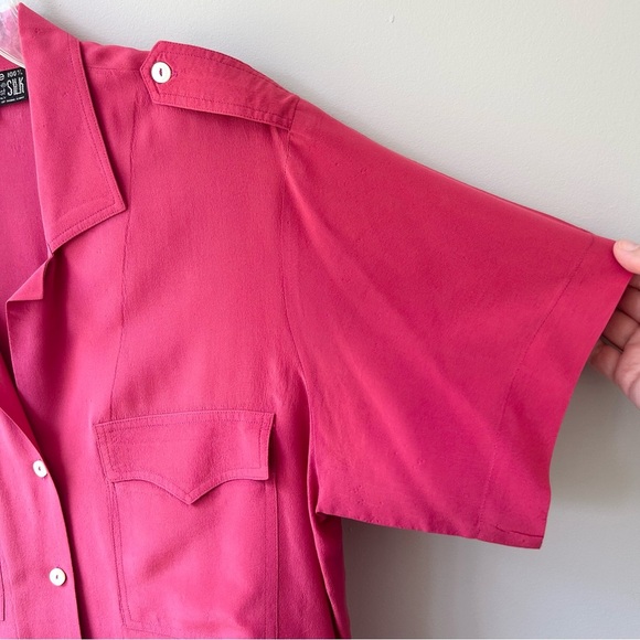 vintage Carole Little for Saint-Tropez West 100% silk button down blouse - Picture 2 of 8